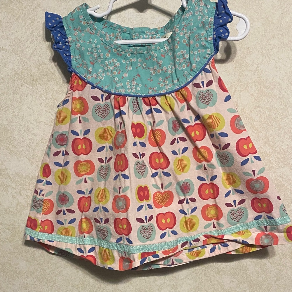 Matilda Jane Teal Floral-Yoke Dress with Coral Accents